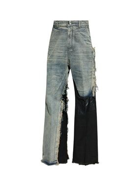 Rick Owens Two‑Tone Distressed Wide‑Leg Jeans in Blue and Black -unisex Size 32
